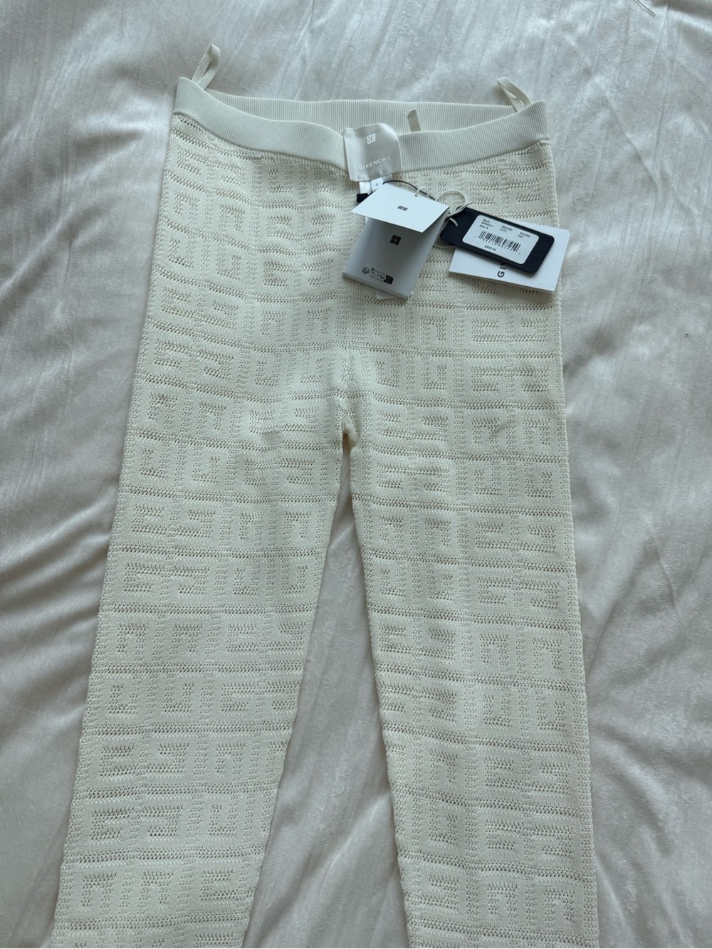 Givenchy Cream Knit Logo Leggings NWT